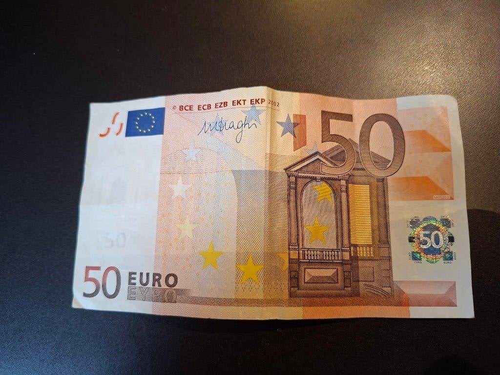 2002 Spanje 50 euro oude serie Draghi code M052, Verzenden, Spanje, 50 euro, Los biljet
