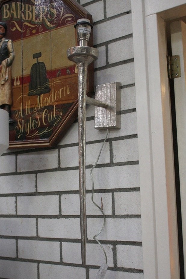 Stoere wandlamp TORCH Light & Living zilver 75 cm., Zo goed als nieuw, Zilver, Metaal, Met schakelaar