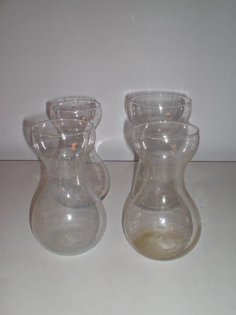 4 Hyacint glazen transparant glas, Gebruikt, Transparant, Glas, 15 cm