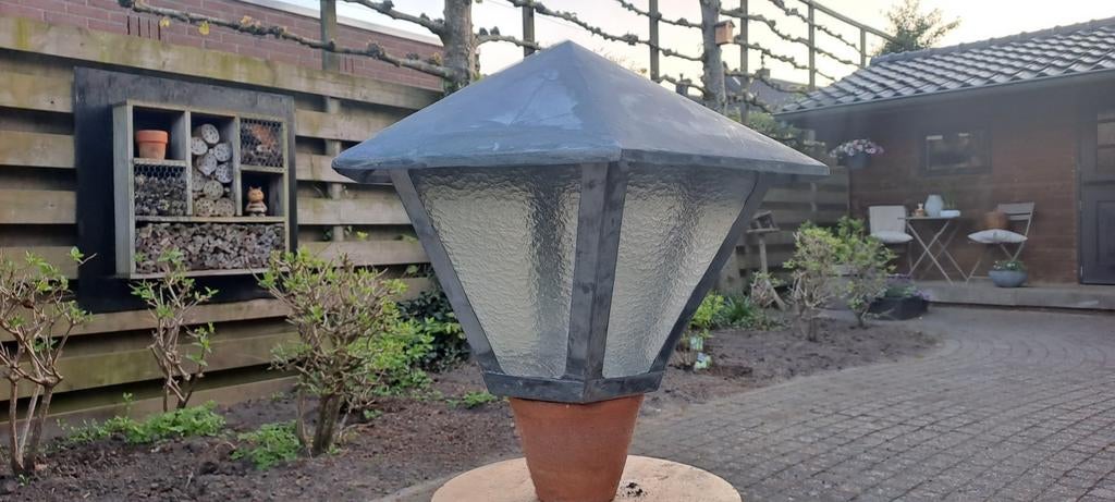 Lantaarn zink en glas landelijk buitenlamp lamp, Ophalen of Verzenden