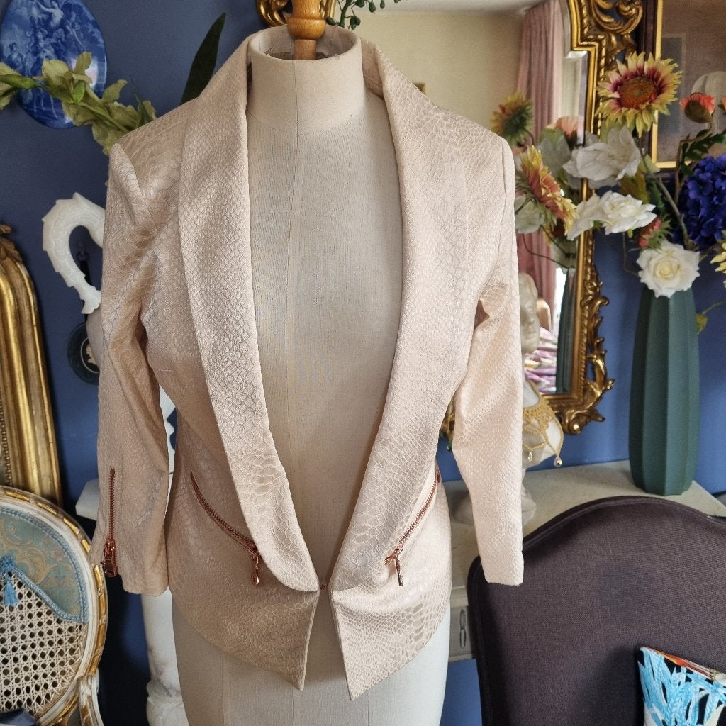 dames kolbert GIVEN creme gouden ritsen katoen maat 36/38, Beige, Nieuw, Ophalen of Verzenden, Jasje