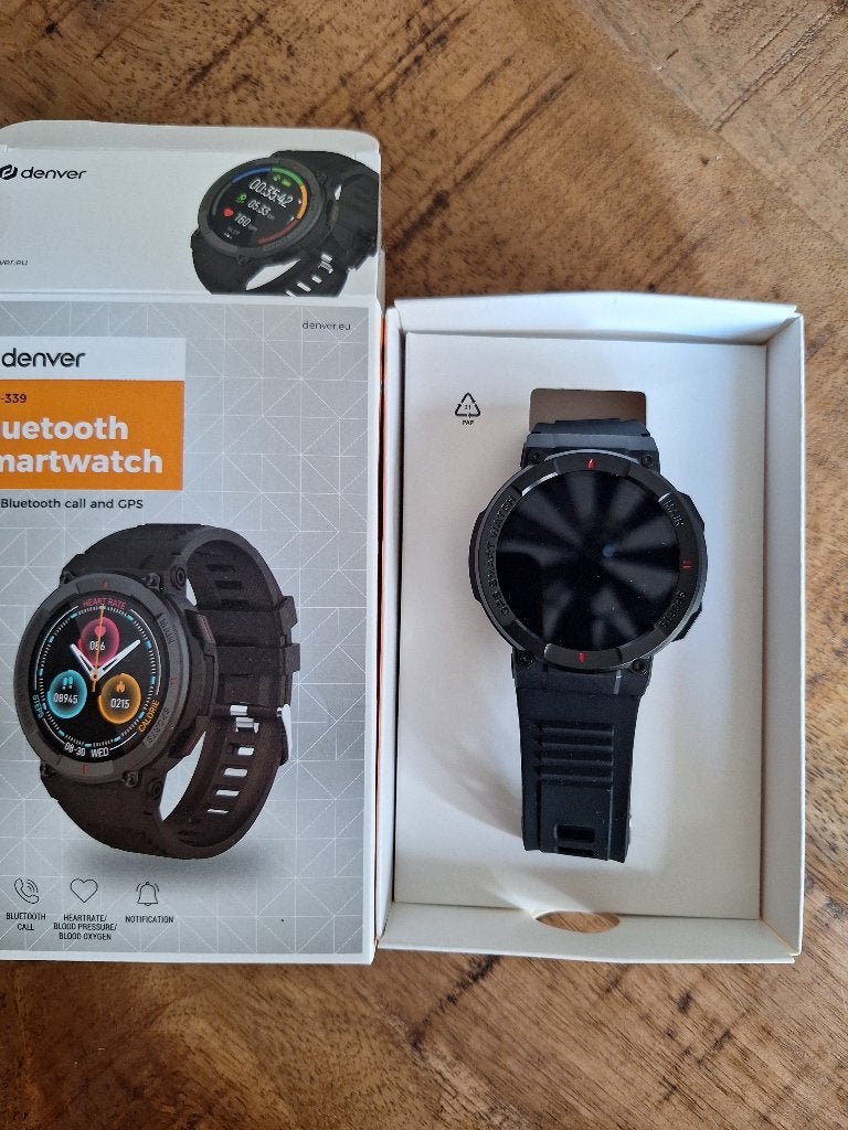 Denver bluetooth smartwatch, Ophalen, Zwart, Afstand, Zo goed als nieuw