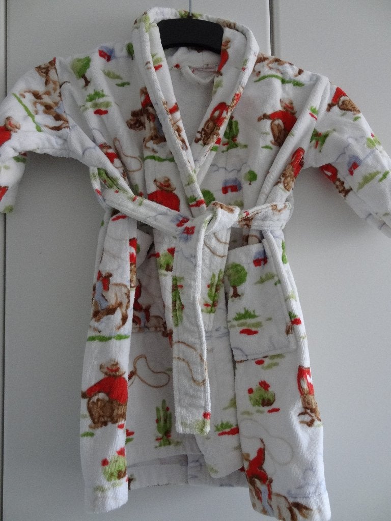 Badjas in wit met western paard ed - maat 104/110, Ophalen of Verzenden, Zo goed als nieuw, Jongen of Meisje, Nacht- of Onderkleding