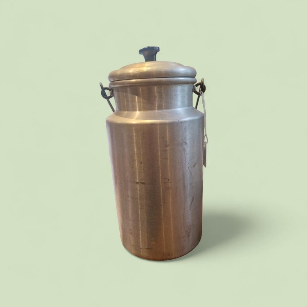 Vintage aluminium melkbus met handvat en deksel, Ophalen of Verzenden