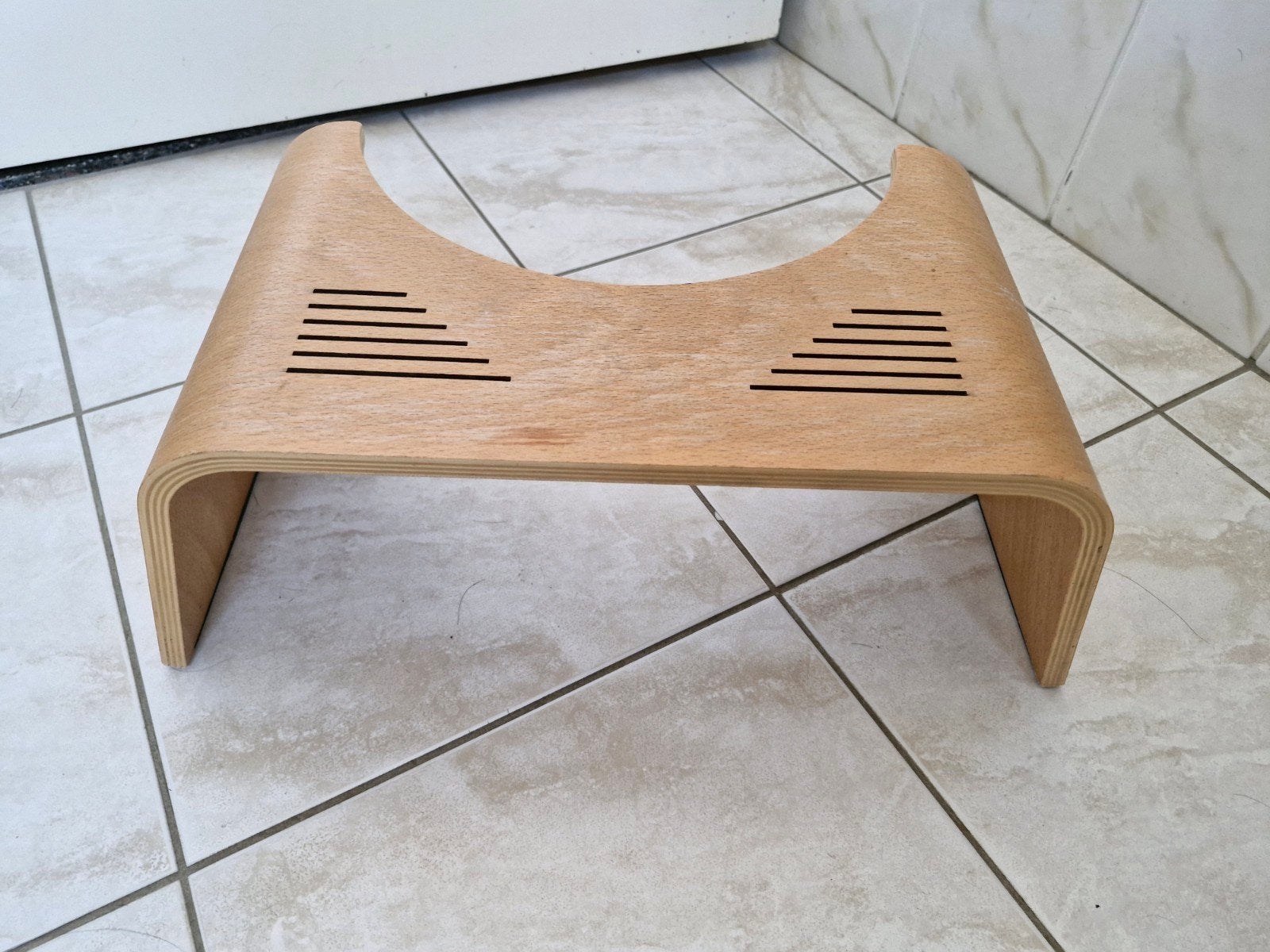 Houten Toiletkrukje / Squatty Potty met Antislip Gleuven, Ophalen of Verzenden, Gebruikt