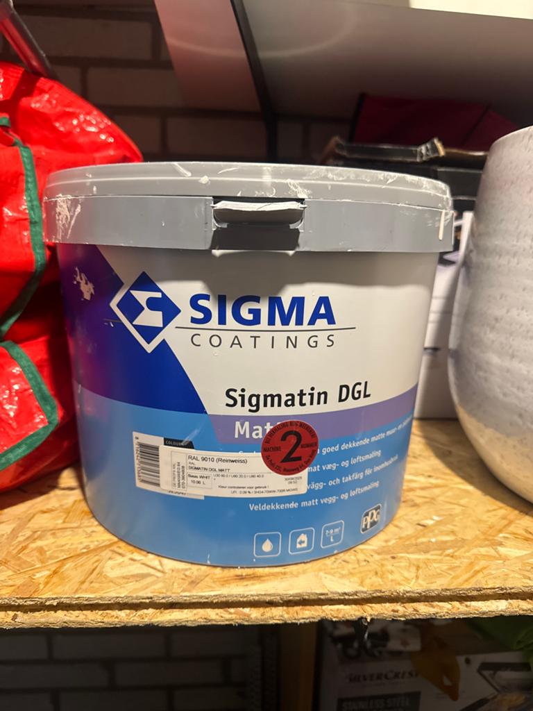 Sigma Sigmatin DGL Mat RAL 9010 Muurverf 10L, 5 tot 10 liter, Wit, Nieuw, Ophalen of Verzenden