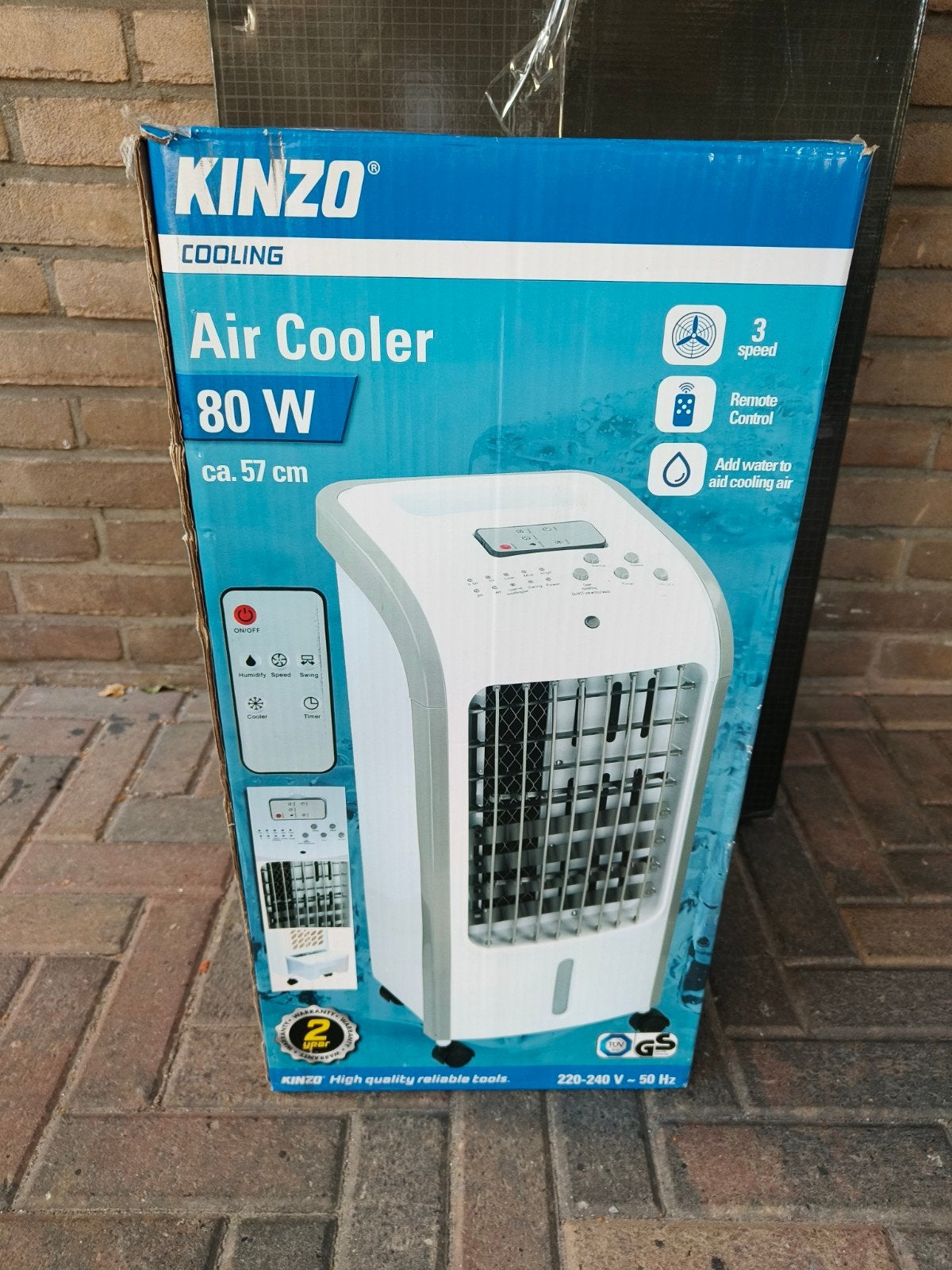 KINZO Air Cooler 80W - Mobiele Airco met Afstandsbediening, Witgoed en Apparatuur, Ophalen, Minder dan 60 m³, 3 snelheden of meer