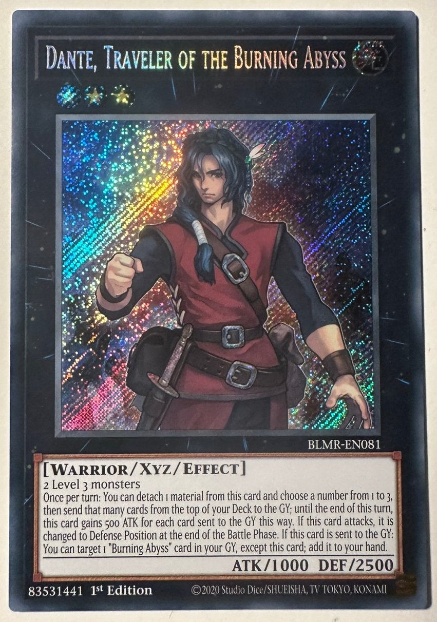 Yu-Gi-Oh! Dante, Traveler of the Burning Abyss BLMR 1st !, Ophalen of Verzenden, Zo goed als nieuw, Losse kaart, Foil