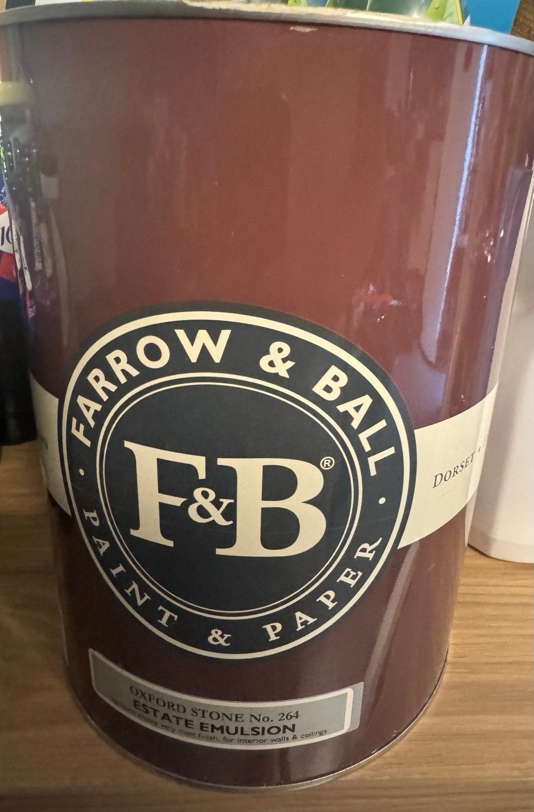 Farrow & Ball Estate Emulsion Oxford Stone No. 264, Ophalen, Overige kleuren, 5 tot 10 liter, Nieuw