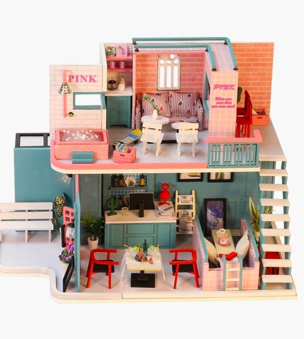 Miniatuur Houten Modelbouw Pakket met LED en stofkap, Ophalen of Verzenden, Poppenhuis