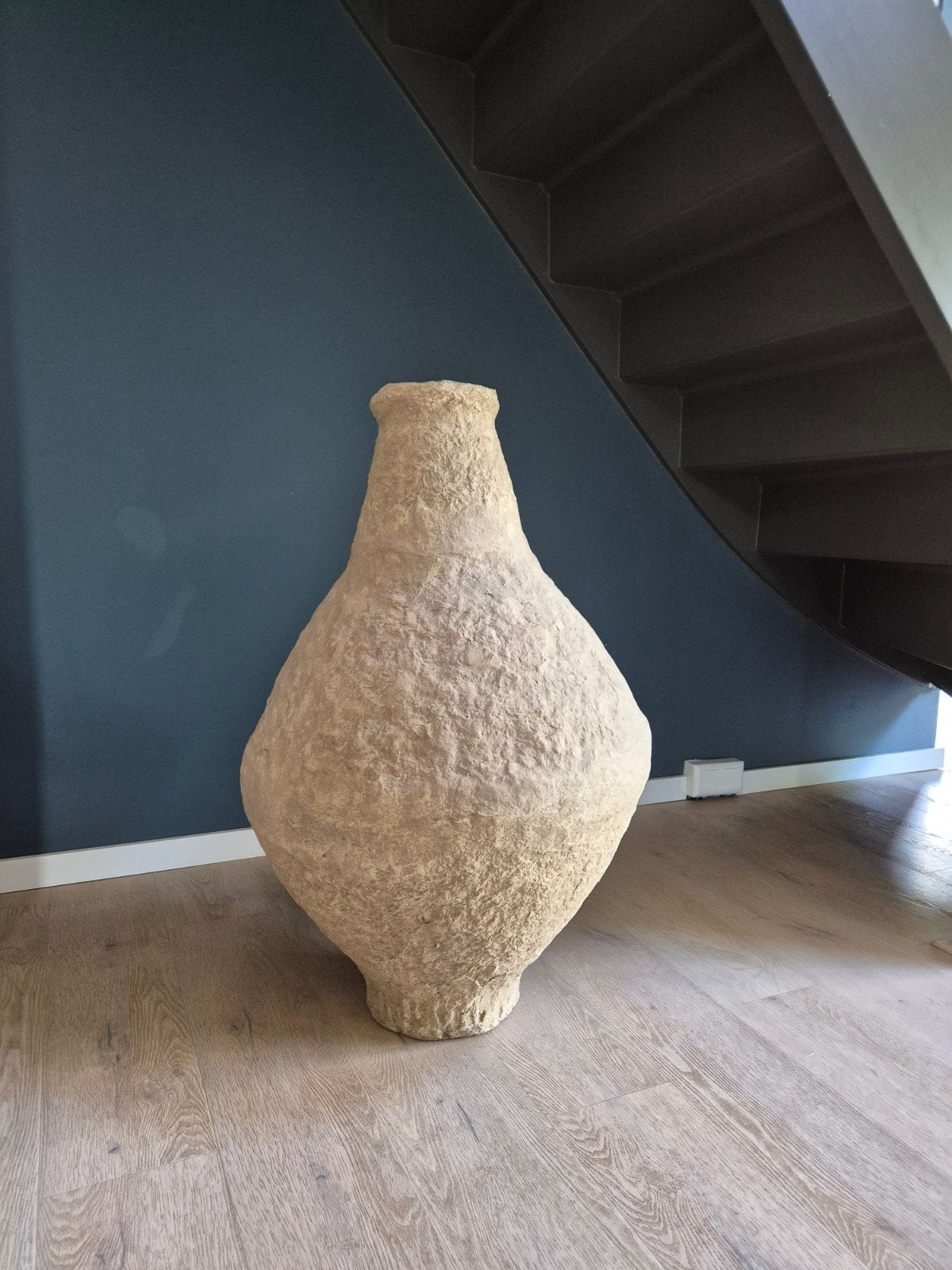 Grote decoratieve vaas Chad van J-LINE, Met patroon/structuur, Beige, Ophalen of Verzenden, Zo goed als nieuw