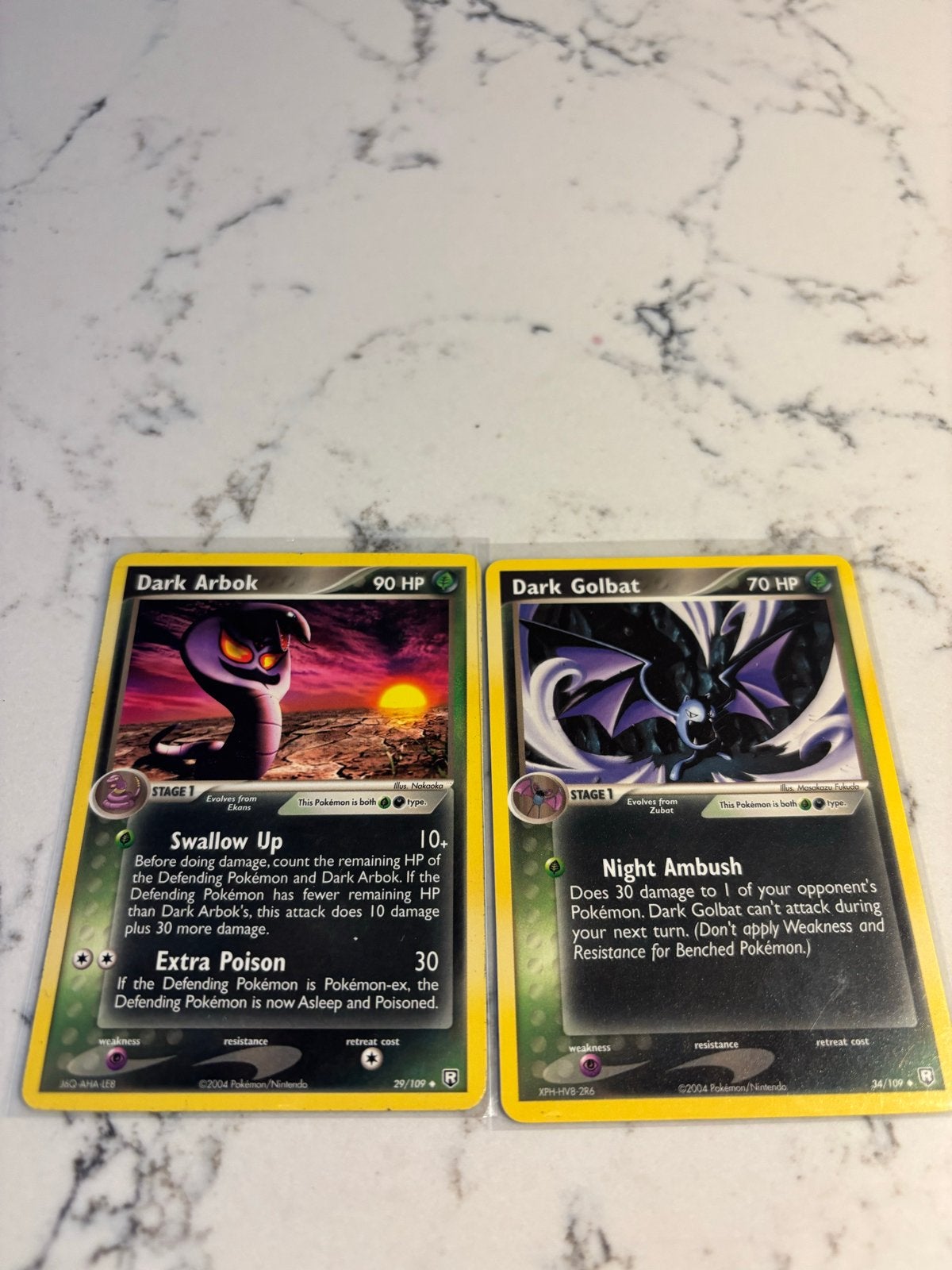 Pokémon kaarten Dark Arbok & Dark Golbat 2004, Ophalen of Verzenden, Gebruikt, Meerdere kaarten