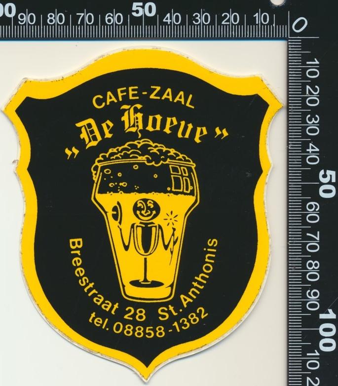 Sticker: Cafe Zaal De Hoeve - Sint Anthonis (1), Ophalen of Verzenden, Zo goed als nieuw, Bedrijf of Vereniging