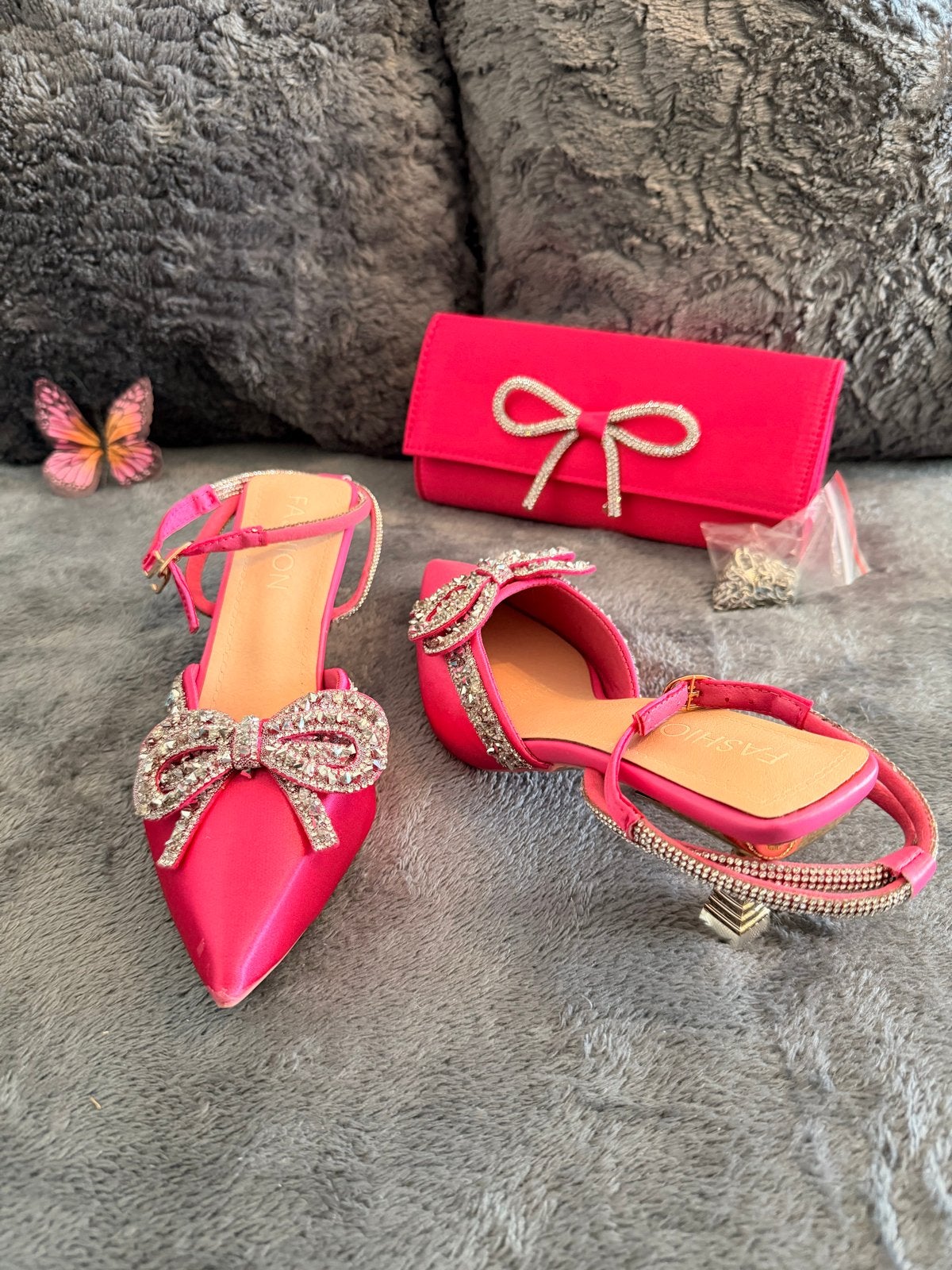 Fuchsia Roze Hakken Maat 38 (valt als 36) met Clutch, Kleding | Dames, Ophalen of Verzenden, Nieuw, Roze, Pumps
