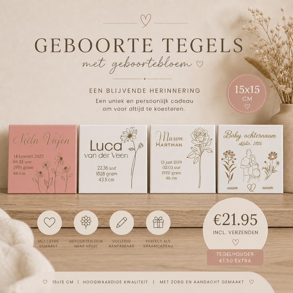 Gepersonaliseerde geboorte tegel, Ophalen of Verzenden, Nieuw