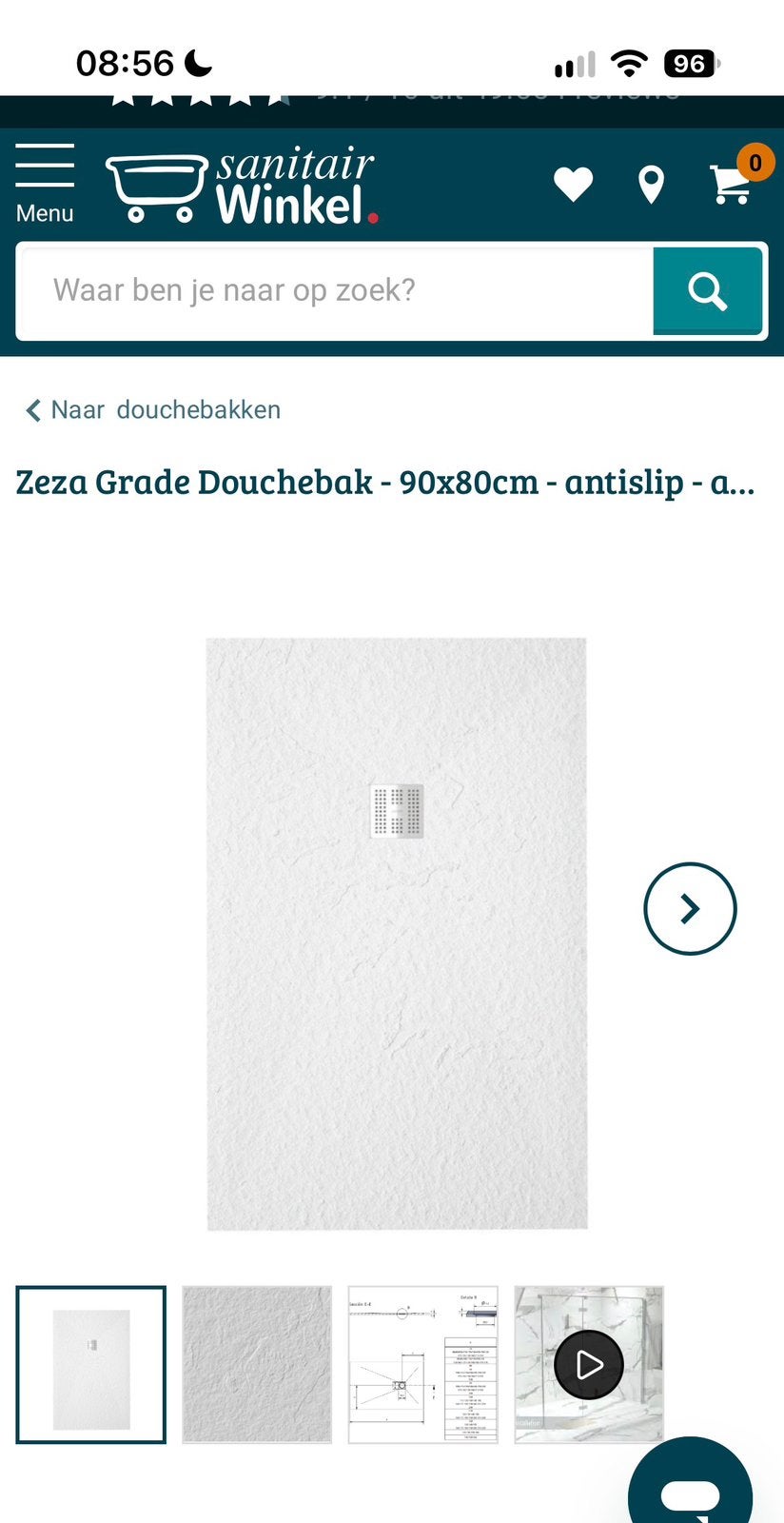 Nieuwe complete ZEZA douchebak 90x80 + rooster + sifon, Ophalen, Nieuw, Douche
