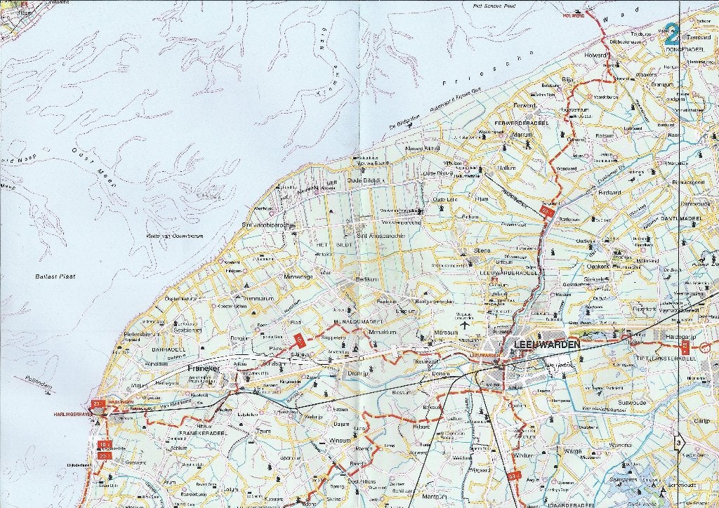 Pl01 plattegrond omgeving sneek - leeuwarden  -, 2000 tot heden, Ophalen of Verzenden, Nederland, Landkaart