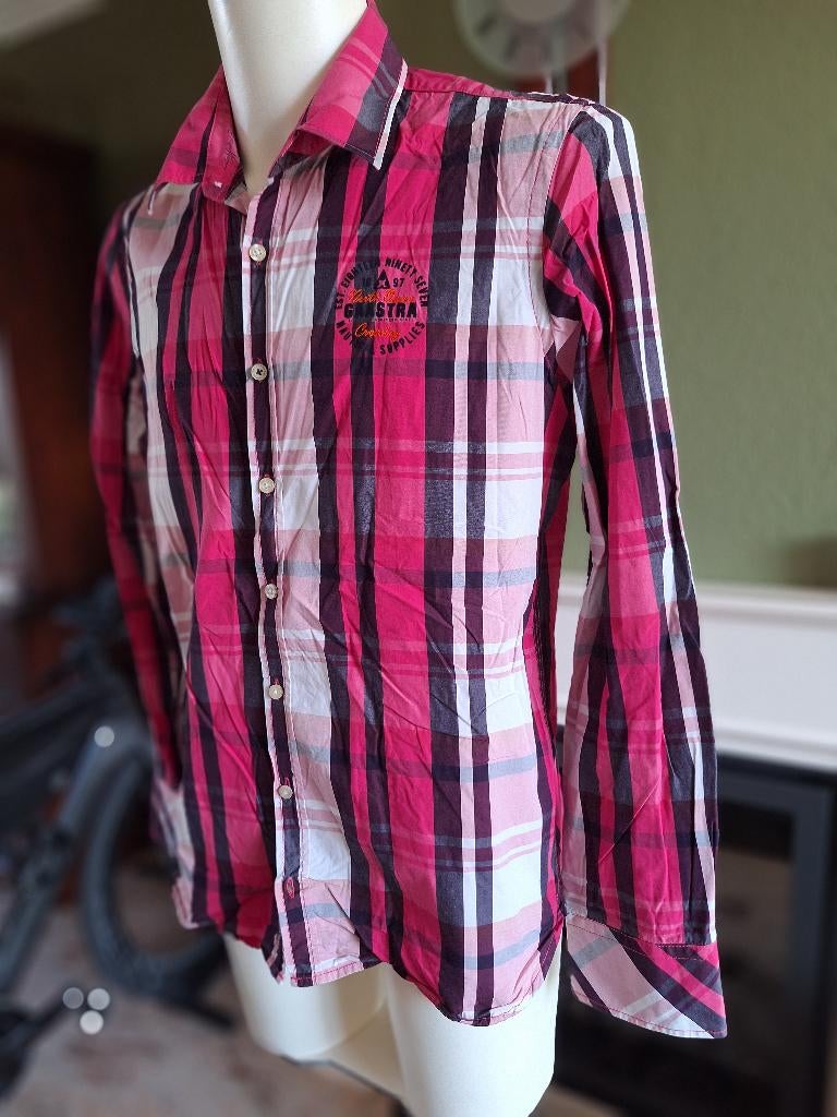 Gaastra overhemd roze zwart wit geblokt L, Gaastra, Ophalen of Verzenden, Zo goed als nieuw, Halswijdte 41/42 (L)