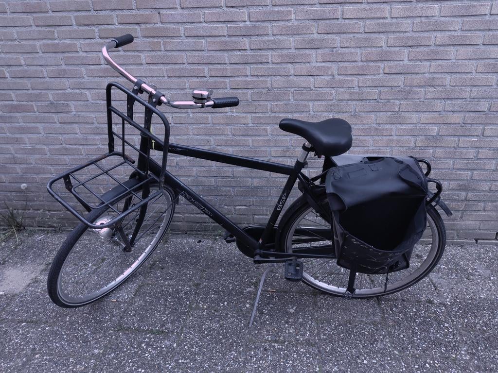 BSP alu zwarte herenfiets met rek voorrek stuurrek 28 inch, Ophalen of Verzenden, Gebruikt, Overige merken