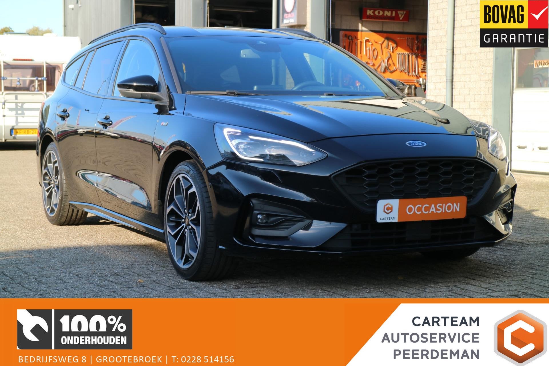 Ford Focus Wagon 1.5 EcoBoost ST Line | Navi | Camera | Auto, 1345 kg, Stof, 150 pk, Zwart