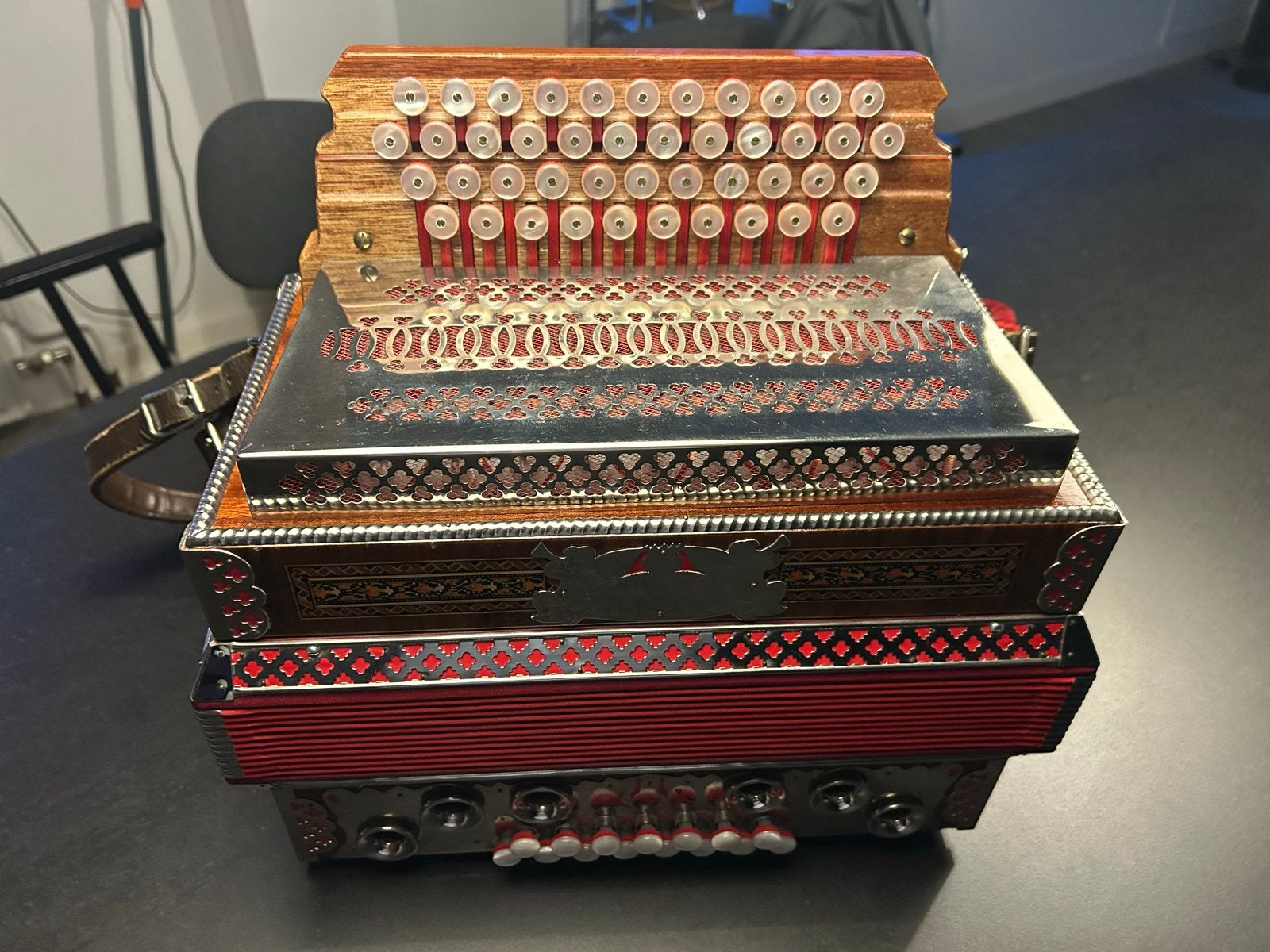Almrausch steierische harmonica, Gebruikt, Overige formaten, Met koffer, Knopaccordeon
