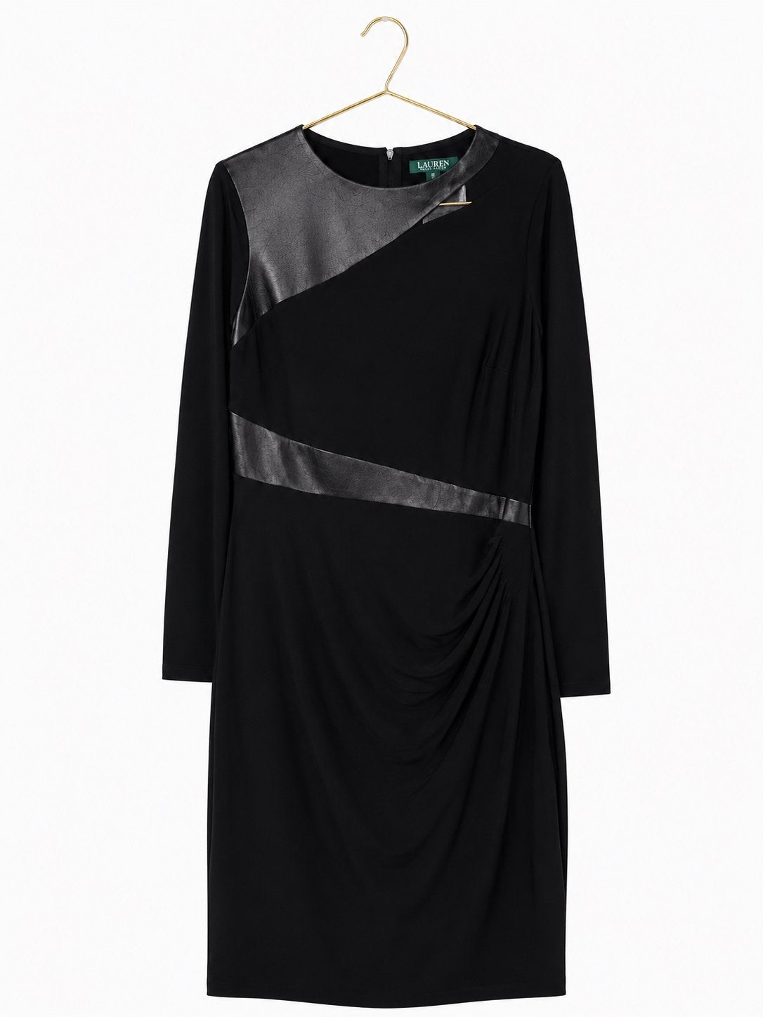 Lauren Ralph Lauren jurk met leren details, Zwart, Maat 42/44 (L), Ophalen of Verzenden, Zo goed als nieuw