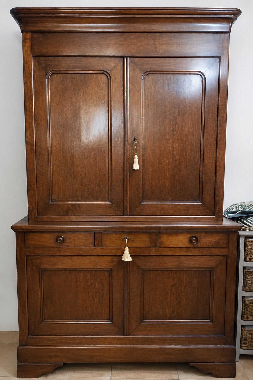 Antieke Franse eiken kast Deux Corps Louis Philippe 1840, Ophalen