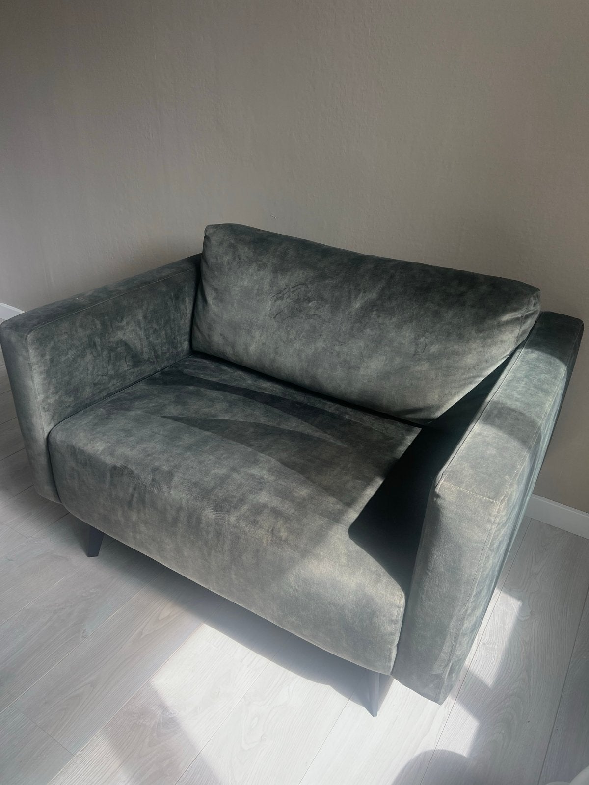 Groene fauteuil - Adore Hunter stof - 112x88x77 cm, Huis en Inrichting, Ophalen, Gebruikt, 75 tot 100 cm, 100 tot 125 cm