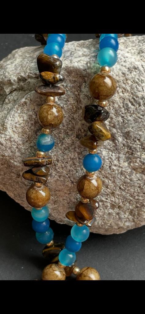 Sieradenset halfedelsteen, Sieraden, Tassen en Uiterlijk, Kettingen, Ophalen of Verzenden, Nieuw, Bruin, Steen of Mineraal