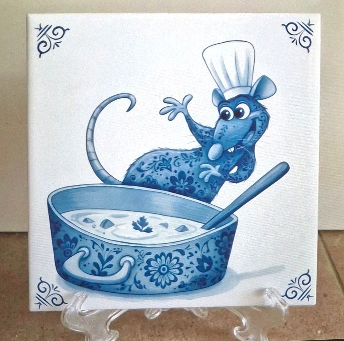 4 Keramische Decoratie Tegels Ratatouille - 15x15 cm, Ophalen of Verzenden