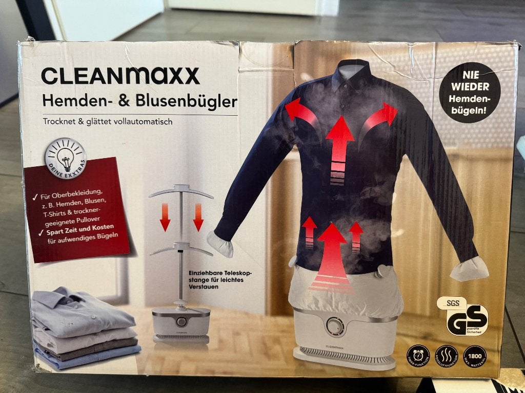 CLEANmaxx Overhemdstrijkijzer PRO - Automatisch, Witgoed en Apparatuur, Ophalen, Nieuw, Kledingstomer