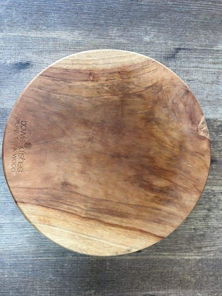 Teak houten serveerplanken 2 stuks tapasplank borrelplank, Ophalen of Verzenden, Gebruikt, Rond, Hout