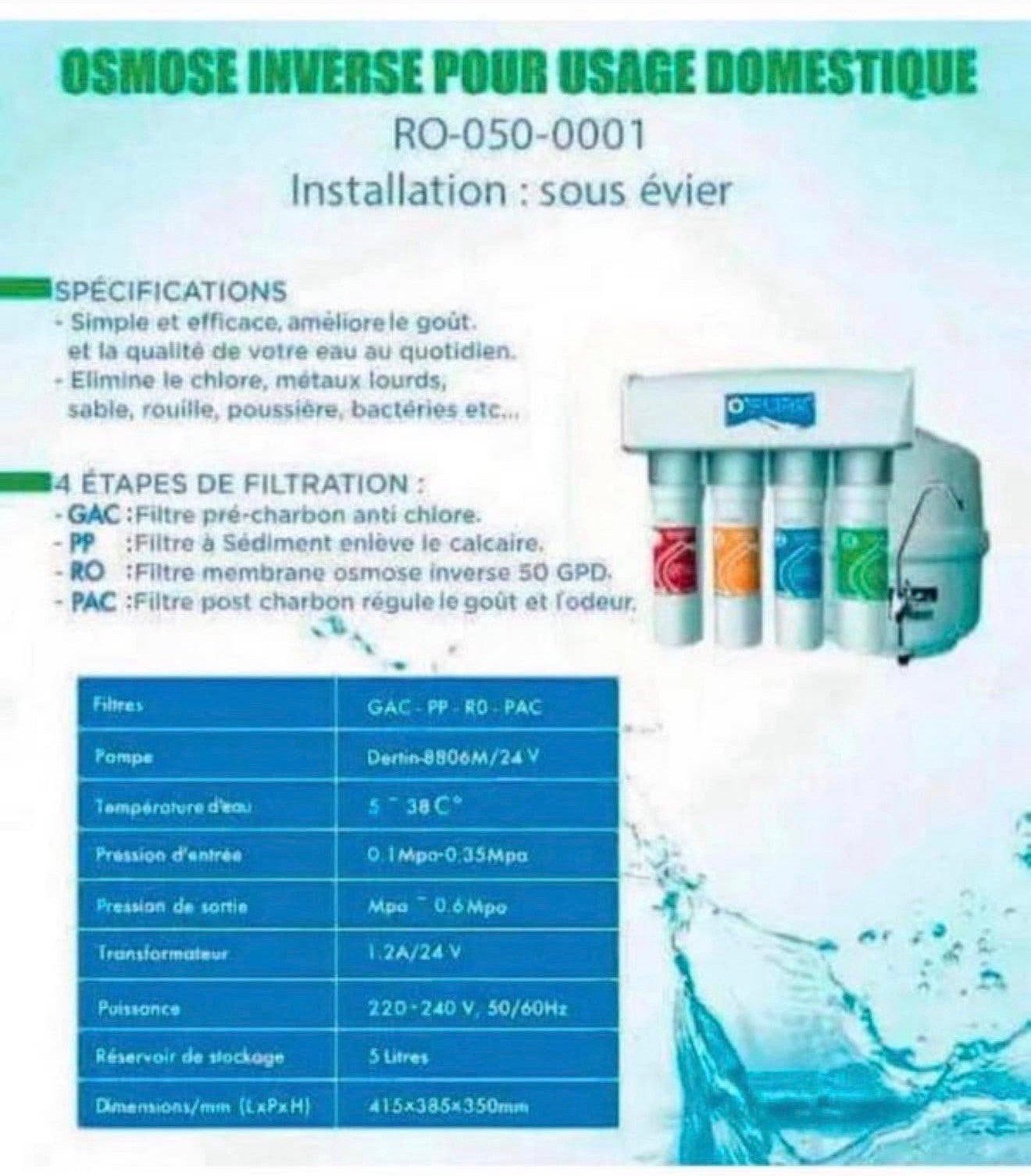 Osmose Omgekeerde osmoseur thuis 50GDP Smart waterzuivering, P, P, P, Nieuw