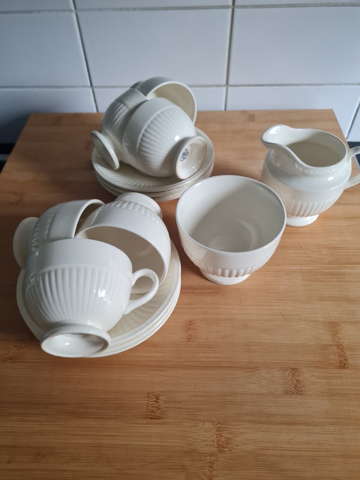 Wedgwood Edme servies, 6 kop&schotel+suikerpot&melkkannetje, Ophalen, Klassiek, Nieuw, Kop(pen) en/of Schotel(s)