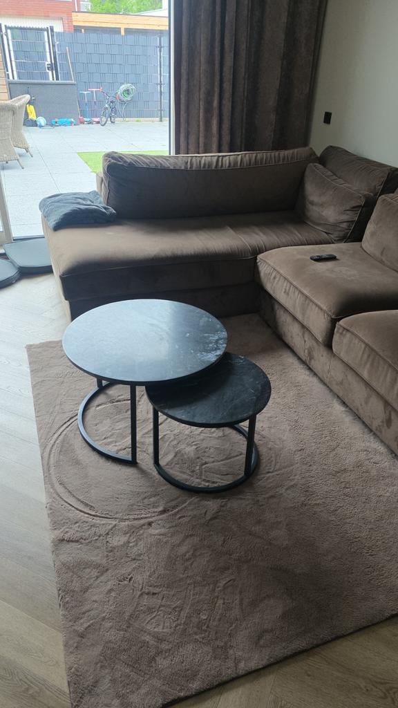 Salontafel set marmer blad 70cm en 50cm, Ophalen