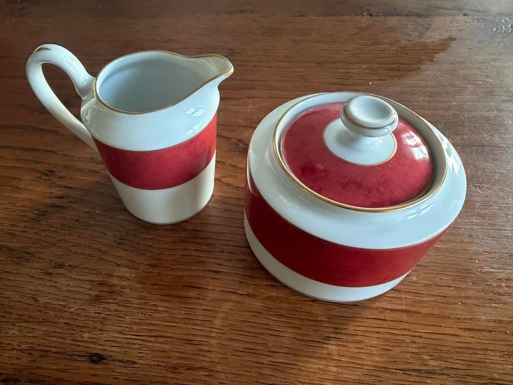 Haviland Limoges Pompeii Rubis Melkkan en Suikerpot, Ophalen of Verzenden