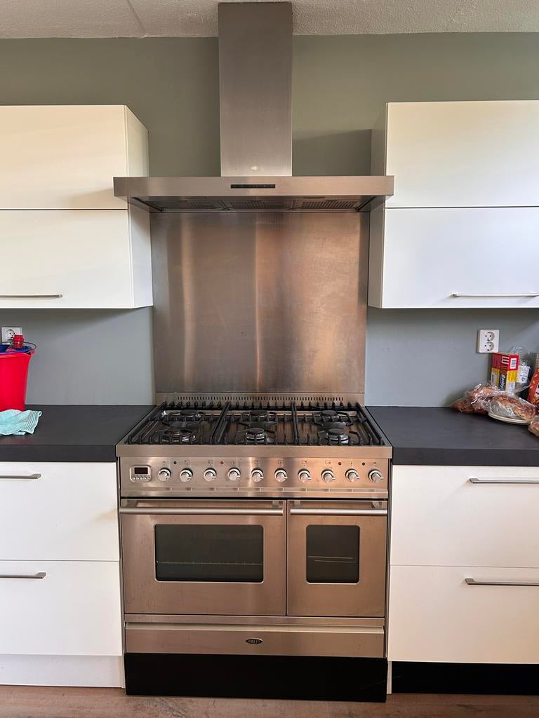 Boretti Gasfornuis (6 pits) met Dubbele Oven en Afzuigkap, Ophalen, Gebruikt, Hete lucht, 60 cm of meer
