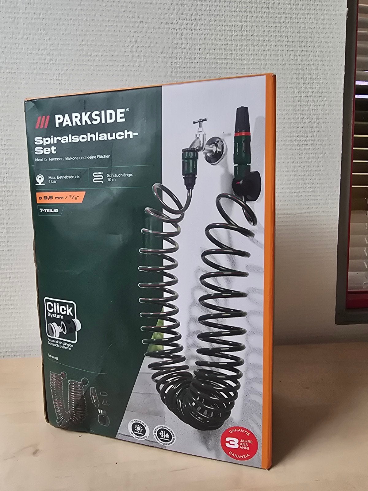 PARKSIDE Spiraalslangset - 10m tuinslang met sproeier, Ophalen of Verzenden, Nieuw, Tuinslang