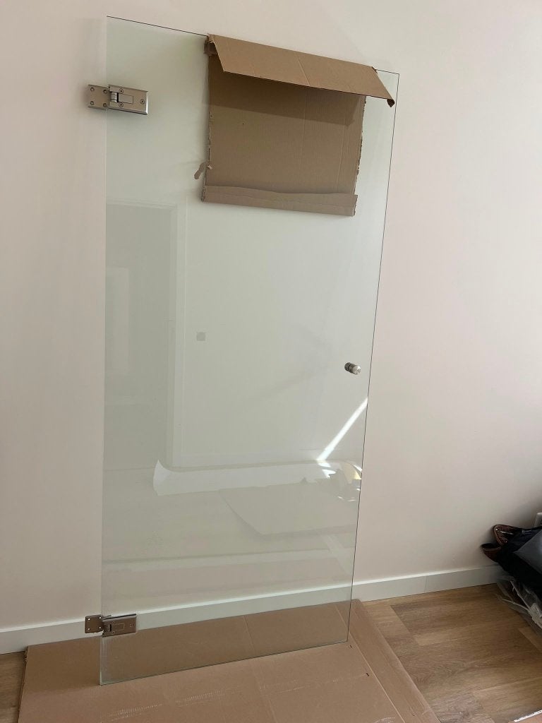 Douchedeur nis hard glazen  200 x 89 cm, Ophalen, Gebruikt, Glas, Douche