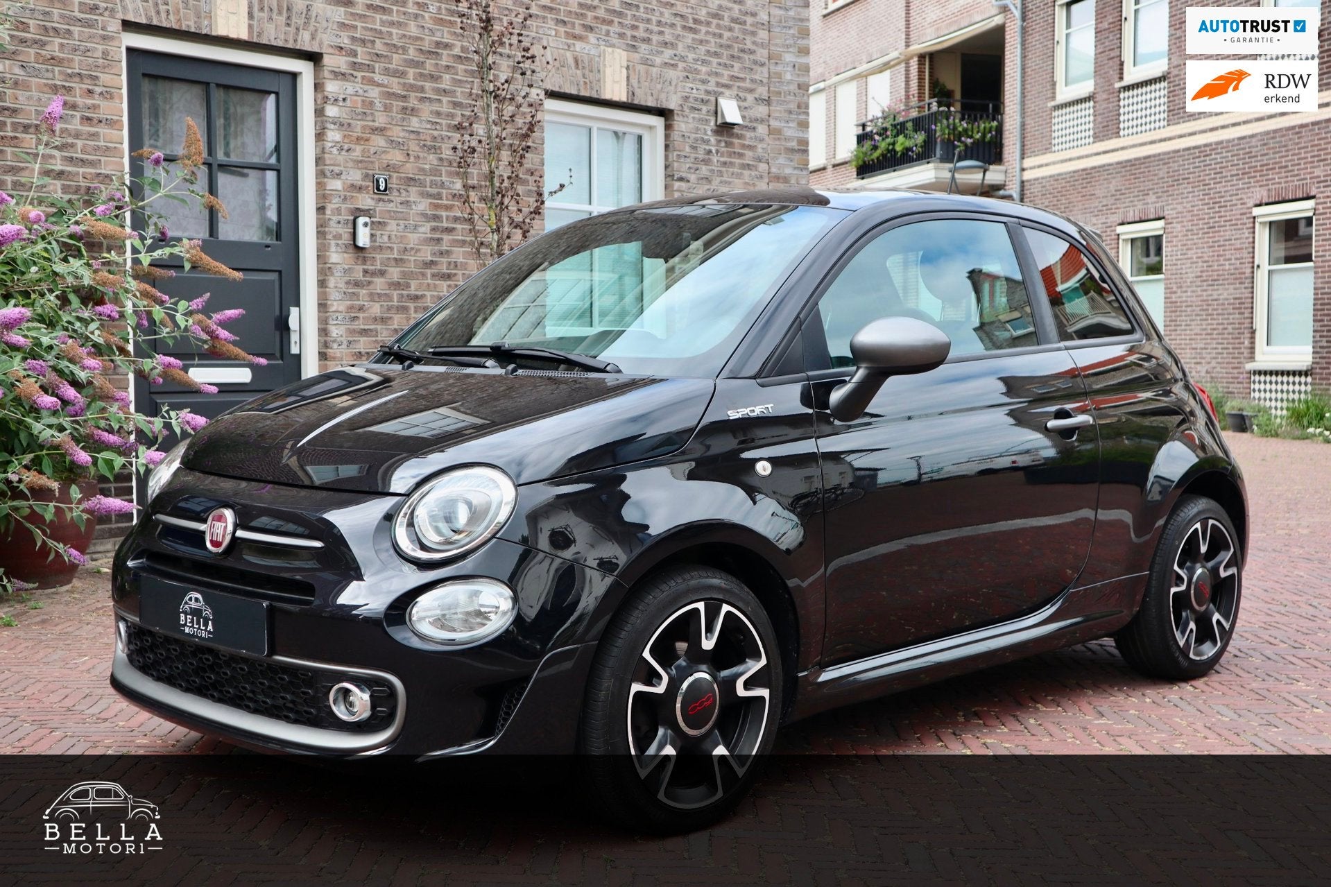 Fiat 500 1.0 Hybrid Sport | RIJKLAARPRIJS | Panoramadak | Ap, Auto's, Dealer onderhouden, Gebruikt, Zwart, Leder en Stof