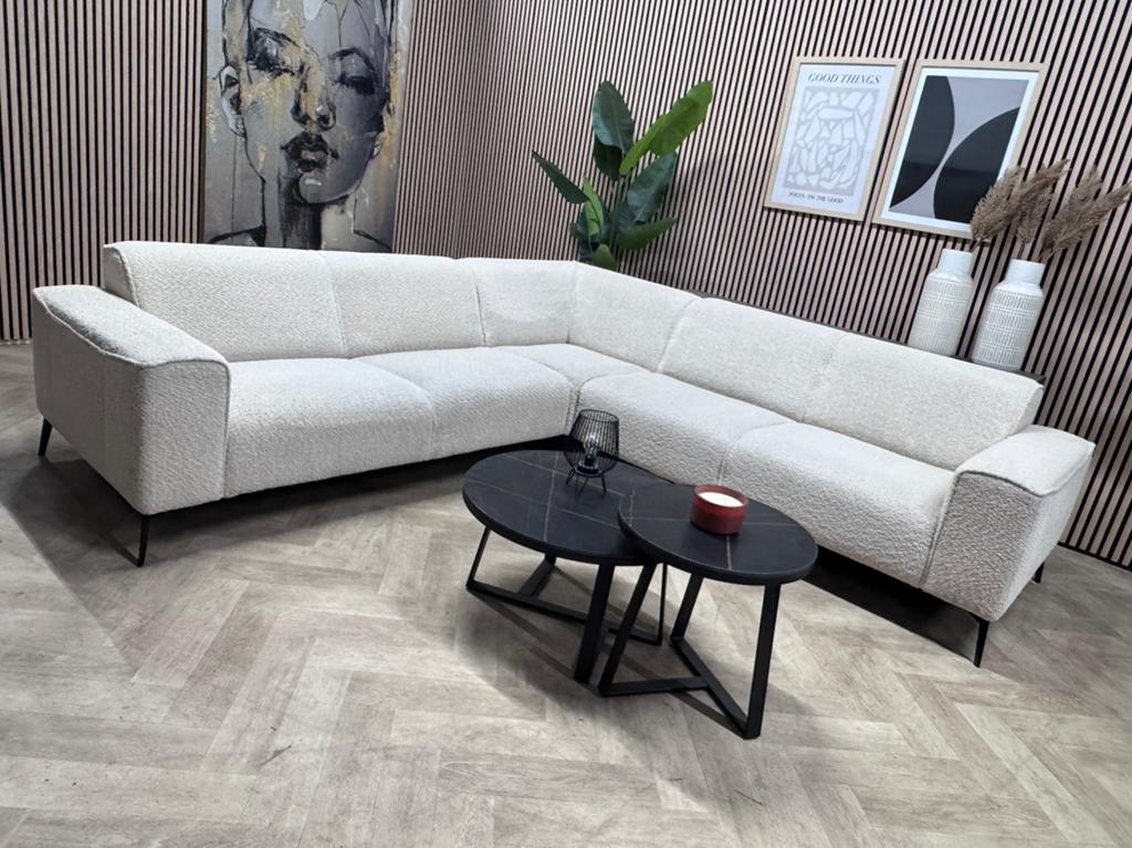 ZGAN Bronx71 Bouclé Hoekbank Vegas - Créme - 270 x 270, 250 tot 300 cm, -, -, Hoekbank