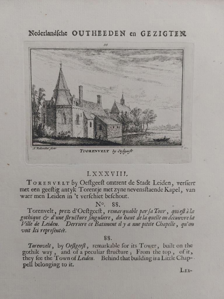 88 / Toorenvelt bij Oegstgeest Gravure A Rademaker 1ste druk, Antiek en Kunst, Ophalen of Verzenden