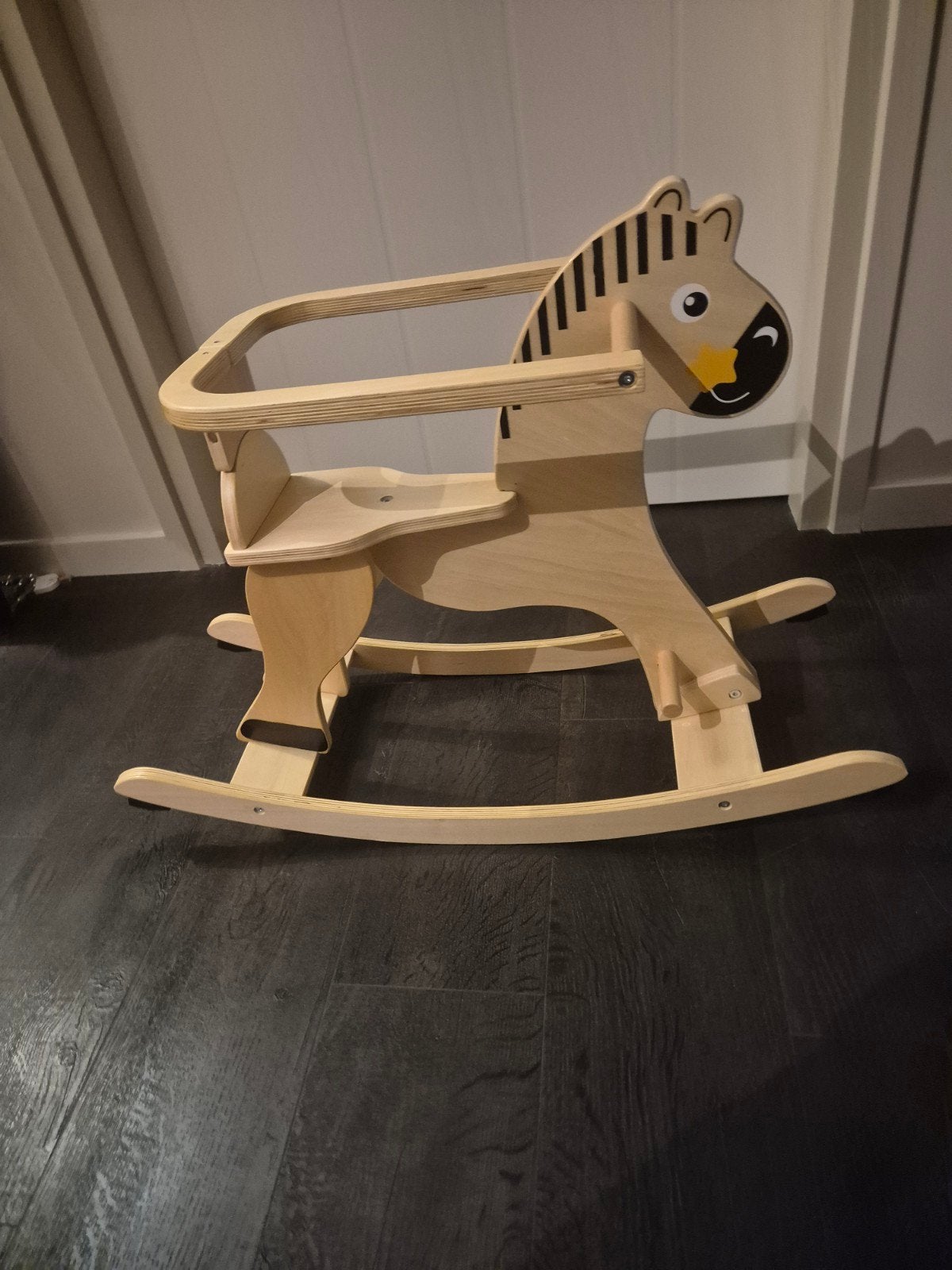 Legler Houten Hobbelzebra met veiligheidsbeugel, Ophalen, Zo goed als nieuw, Jongen of Meisje