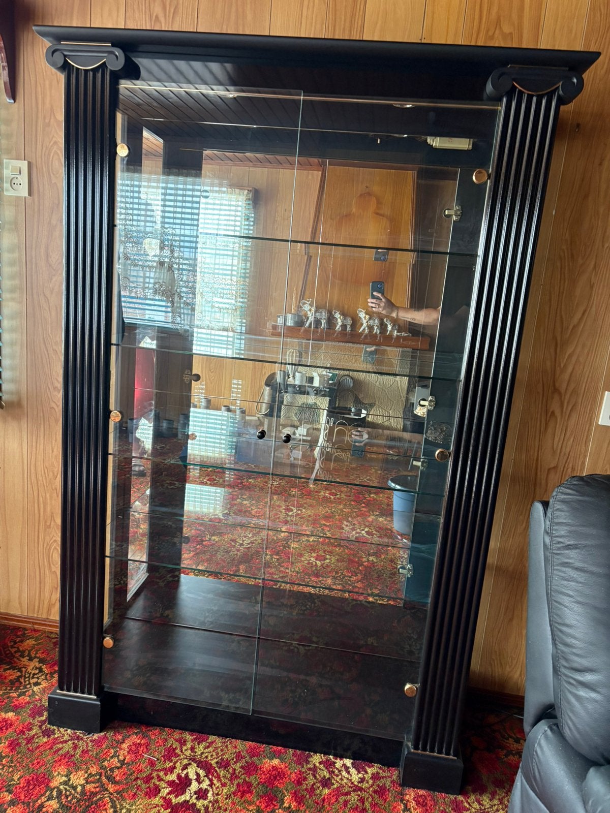 Hoge kast met glas, Huis en Inrichting, Kasten | Vitrinekasten, Ophalen, 100 tot 150 cm, 150 tot 200 cm, 25 tot 50 cm