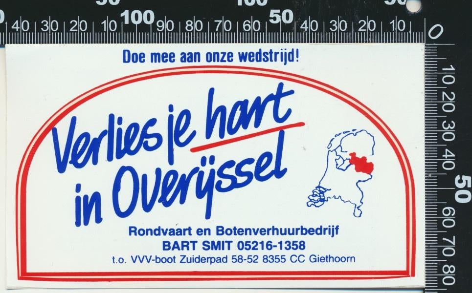 Sticker: Bart Smit Rondvaart Botenverhuurbedrijf - Giethoorn, Ophalen of Verzenden, Zo goed als nieuw, Bedrijf of Vereniging