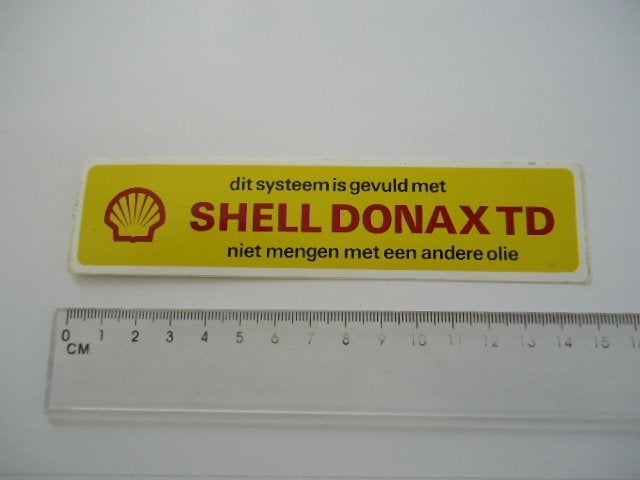 sticker oud SHELL DONAX TD origineel auto motor retro oil, Verzenden, Zo goed als nieuw, Bedrijf of Vereniging