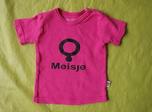 Roze T-Shirt 'Meisje' van Wooden Buttons (62-68), Kinderen en Baby's, Babykleding | Maat 62, Gebruikt, Meisje, Ophalen of Verzenden