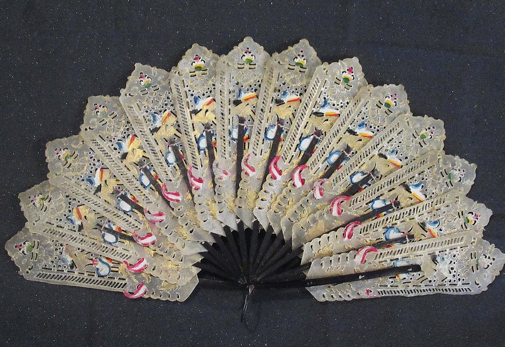 Antieke Traditionele Indonesische perkament waaier., Ophalen of Verzenden