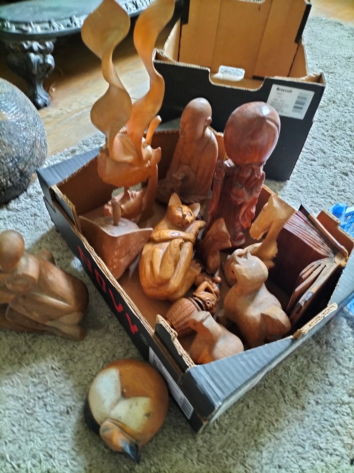 Collectie handgesneden houten beelden, Antiek en Kunst, Kunst | Beelden en Houtsnijwerken, Ophalen, Overige onderwerpen, Handgemaakt