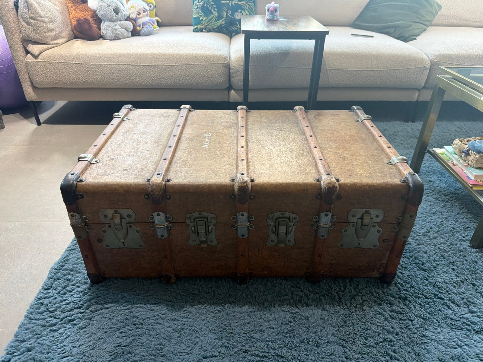 Antieke houten koffer/kist - Vintage decoratie, Ophalen of Verzenden